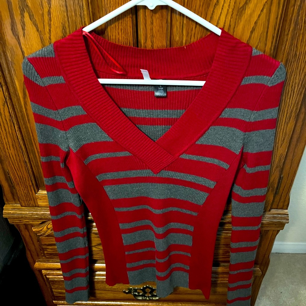 Cute red and gray sweater